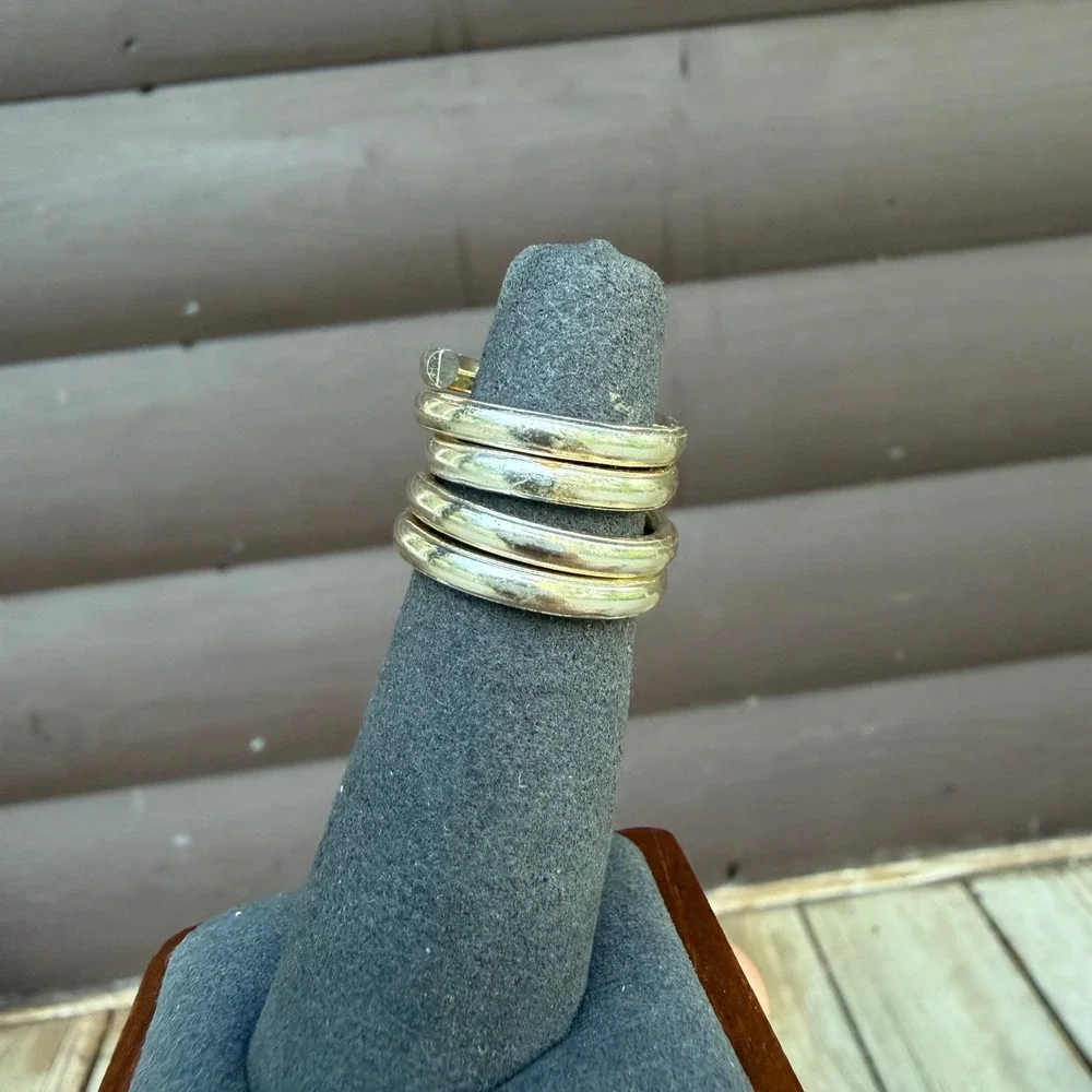 Spiral Wrap Ring Womens Size 4 Silver Tone Multi Band Coiled Statement